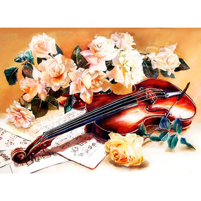 Картина за номерами "Троянди та скрипка" LC40079