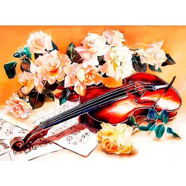 Картина за номерами "Троянди та скрипка" LC40079