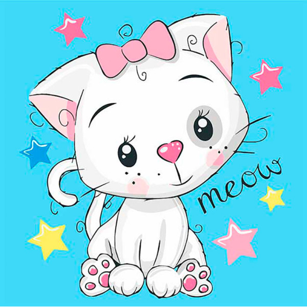 Картина за номерами "Біленька киця" 30*30 см Авторська 15502-AC