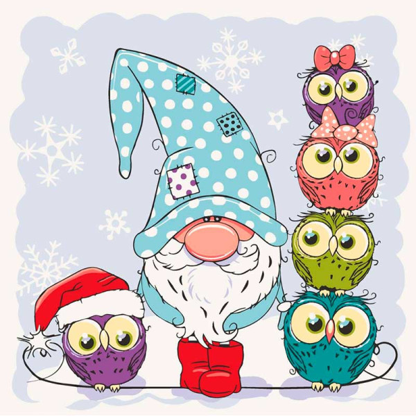 Картинна за номерами ArtCraft "Гномік із Совами" 30*30 см 15556-AC