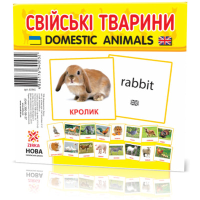 Карточки мини "Домашние животные" (110х110 мм) UA-ENG 65945
