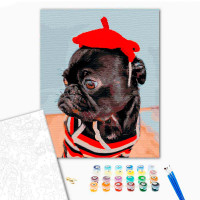 Картина за номерами Мопс у червовому Strateg 40х50 см GS301