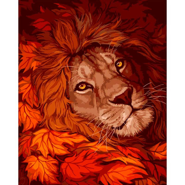 Картина по номерах Осінній лев Strateg 40х50 см DY201