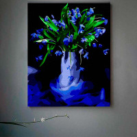 Картина за номерами Сині проліски Strateg на чорному фоні 40х50 см AH1005