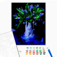 Картина за номерами Сині проліски Strateg на чорному фоні 40х50 см AH1005