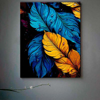 Картина за номерами Абстрактне піря Strateg на чорному фоні 40х50 см AH1077