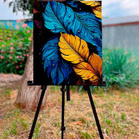 Картина за номерами Абстрактне піря Strateg на чорному фоні 40х50 см AH1077