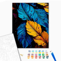 Картина за номерами Абстрактне піря Strateg на чорному фоні 40х50 см AH1077