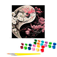 Картина за номерами Симетрія Інь-янь з квітами Strateg на чорному фоні 40х4 AV4040-47 Картина за номерами Симетрія Інь-янь з квітами Strateg на чорному фоні 40х4 AV4040-47