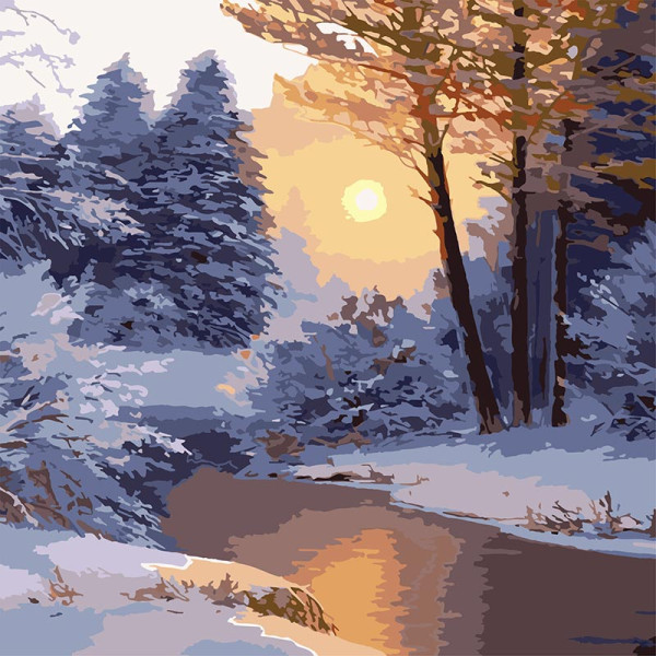 Картина за номерами Stateg Зимовий світанок 40х40 см FF-1005