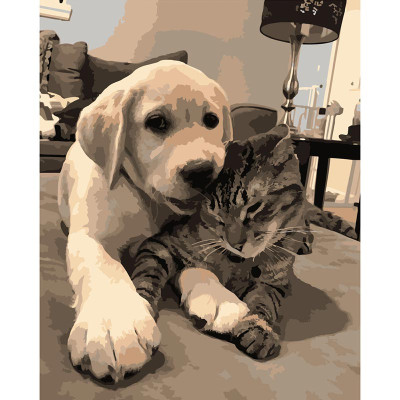 Картина за номерами Stateg Найкращі друзі 40х50 см DY222