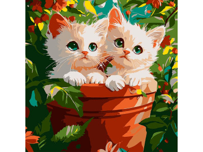 Картина за номерами Strateg Обійми котиків 30х30 см ES-0906