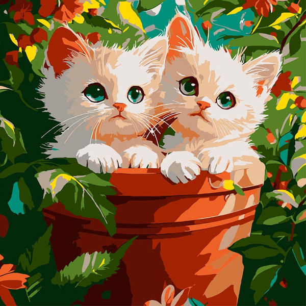 Картина за номерами Strateg Обійми котиків 30х30 см ES-0906