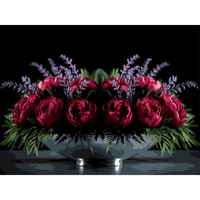 Картина за номерами Strateg Квітковий настрій на чорному фоні 30Х40 см FH-38