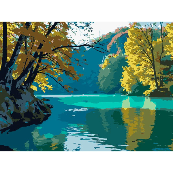 Картина за номерами Strateg Смарагдове озеро 30Х40 см SS-1262
