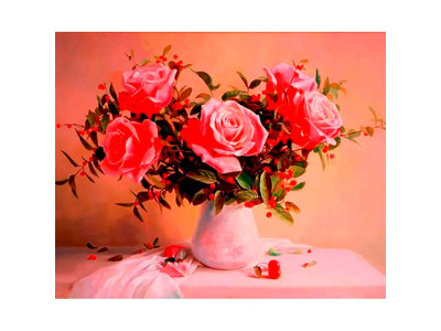 Картина за номерами квіти "Троянди у вазі" LC40088