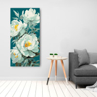 Картина за номерами "Білі півонії" з металізованими фарбами 40*80 см Art Cr 13093-AC