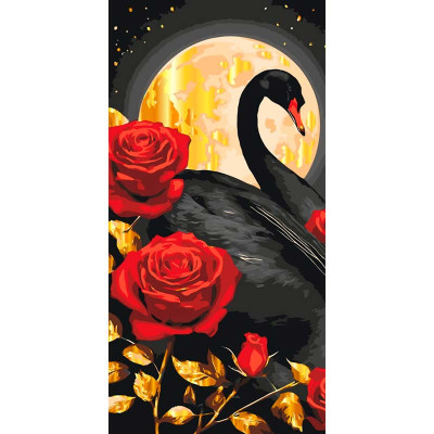 Картина за номерами "Чорний лебідь" ArtCraft з металізованими фарбами 40*80 11588-AC