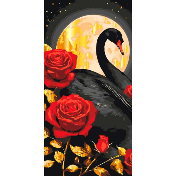 Картина за номерами "Чорний лебідь" ArtCraft з металізованими фарбами 40*80 11588-AC