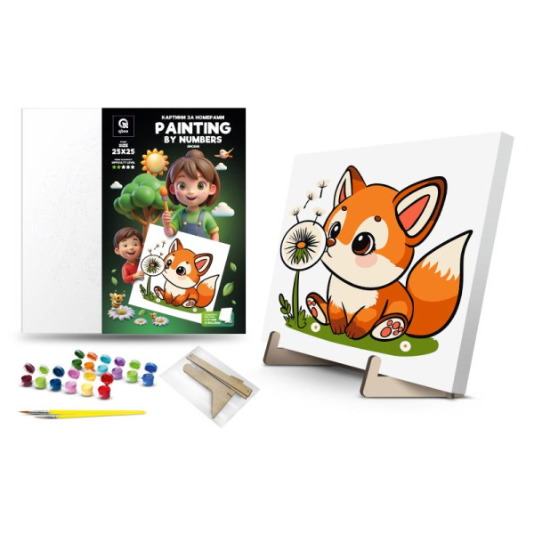 Каритна за номерами qbee "Лисеня" з дерев'яною підставкою 25х25 см QB900-003/QB901-003