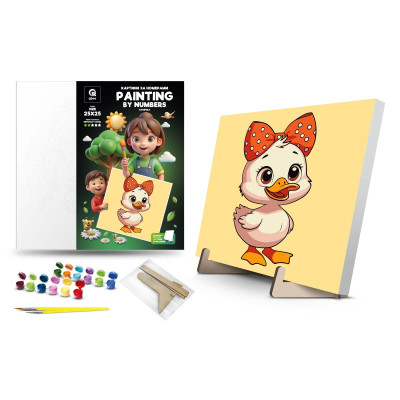 Каритна за номерами qbee "Качечка" з деревяною підставкою 25х25 см QB900-007 / QB901-007