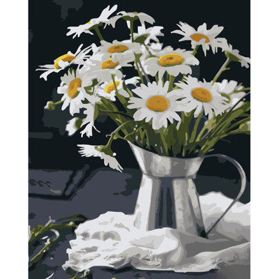 Картина за номерами квіти Ромашки в келиху Strateg 40х50 см GS1076