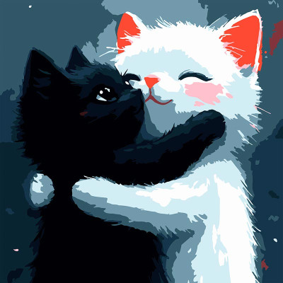 Картина за номерами Strateg Котячі обійми 20x20 см HH8031