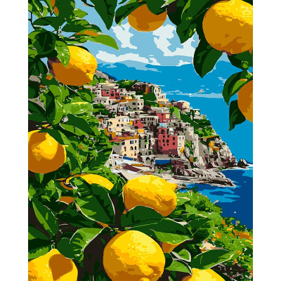 Картина за номерами Strateg Лимонний пейзаж 40x50 см VG018