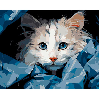 Картина за номерами Strateg Блакитнооке кошеня 40x50 см VG050