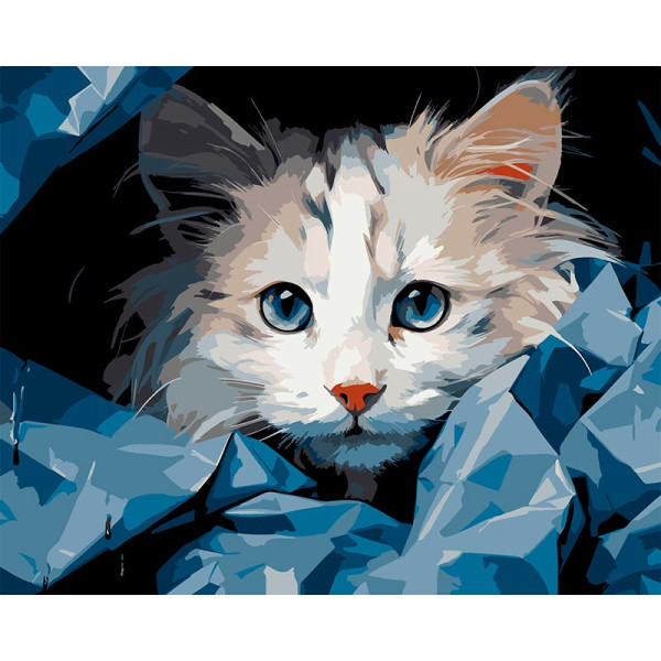 Картина за номерами Strateg Блакитнооке кошеня 40x50 см VG050