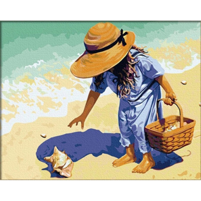 Картина за номерами Діти "Мушля на узбережжі" 40x50 см КНО037