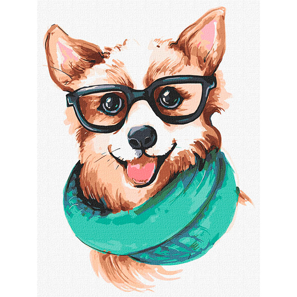 Картина за номерами "Стильні корги" Ідейка 30х40 см. KHO4288