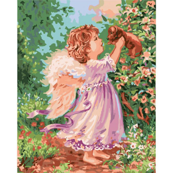 Картина за номерами Ангел із цуценям 40*50 КНО2314
