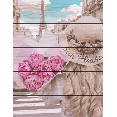 Картина за номерами на дереві. Rainbow Art "Парижанка" GXT28145-RA