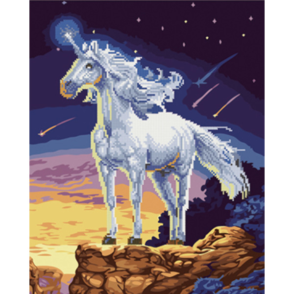 Картина за номерами та алмазна мозаїка 2 в 1. Rainbow Art "Казковий єдинорі GZS1106