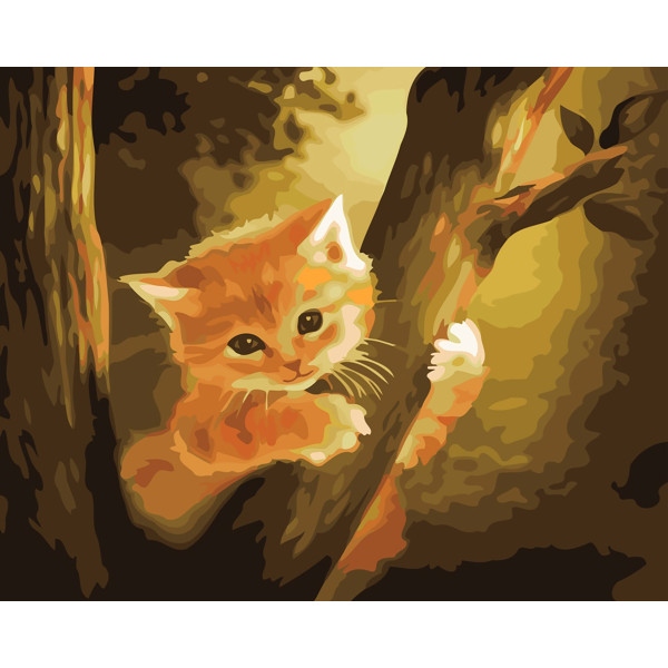 Картина за номерами "Кошеня на дереві" тм Лавка Чудес 40 x 50 см у коробці LC20111