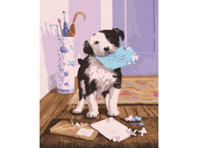 Картина за номерами "Шкодник щеня" тм Лавка Чудес 40 x 50 см у коробці LC20126