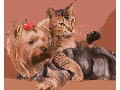 Картина за номерами "Йоркширський терєр з котом" тм Лавка Чудес 40 x 50 см LC20136