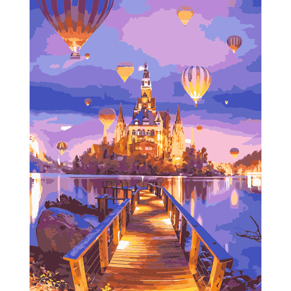 Картина за номерами "Повітряні кулі над замком" тм Лавка Чудес 40 x 50 см в LC30129