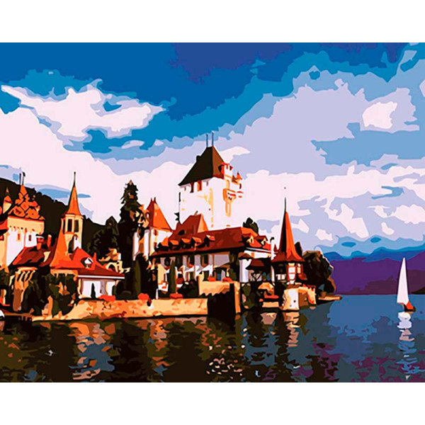Картина за номерами "Замок на березі озера" км Лавка Чудес 40 x 50 см у кор LC30043