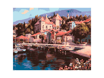 Картина за номерами "Лодкова пристань" тм Лавка Чудес 40 x 50 см у коробці LC30087