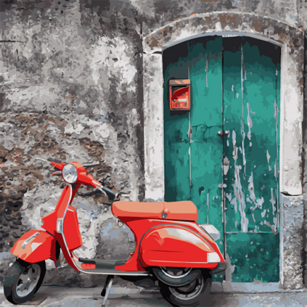 Картина за номерами "Сусідський мопед" 40х40 см 11206-AC