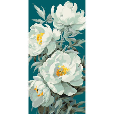 Картина за номерами "Білі півонії" з металізованими фарбами 40*80 см Art Cr 13093-AC