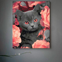 Картина за номерами "Сірий котик" Artcraft 40*50 см 11563-AC