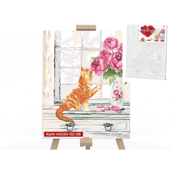 Картина за номерами Кошеня в квітах 40x50 см KpNe-40х50-02-08