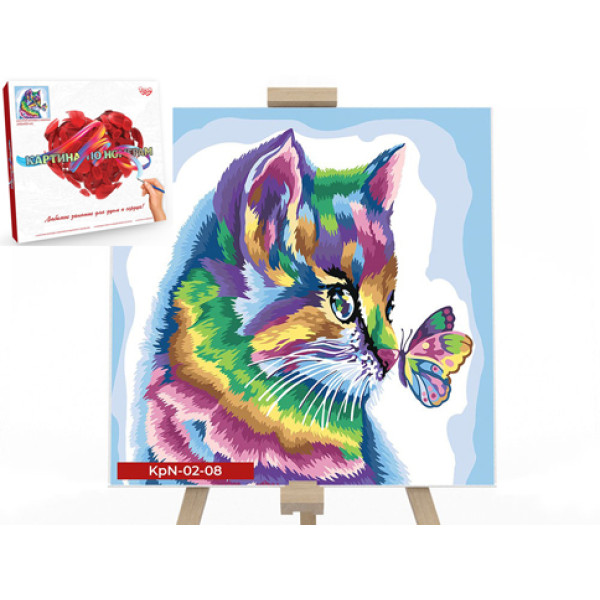 Креативна творчість "Картина за номерами на полотні "Райдужне кошеня" 40см* KpN-02-08