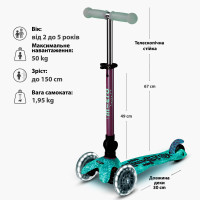 Самокат MICRO складний серії Mini Deluxe Foldable Orion Glow LED – Рожевий