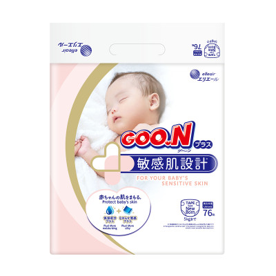 Підгузки Goo.N Plus для новонароджених (розмір 1(NB), до 5 кг, 76 шт)
