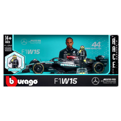 Автомодель з фігуркою – Mercedes‑AMG Petronas F1 W15 (2024) (1:24)