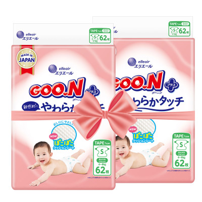 Підгузки Goo.N Plus для дітей (розмір 2(S), 4-8 кг, 124 шт)